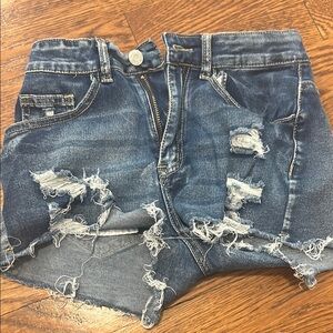SHEIN Blue Distressed Jean Shorts